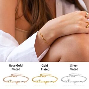 YESTIME Custom Name Bracelets - 18K Gold Plated Adjustable Personalized Name Anklet Bracelets, Customized Jewelry Gift for Women Girlfriend