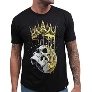 INTO THE AM Fallen King Graphic Tee for Men - Short Sleeve Design T-Shirts (Black, XX-Large)