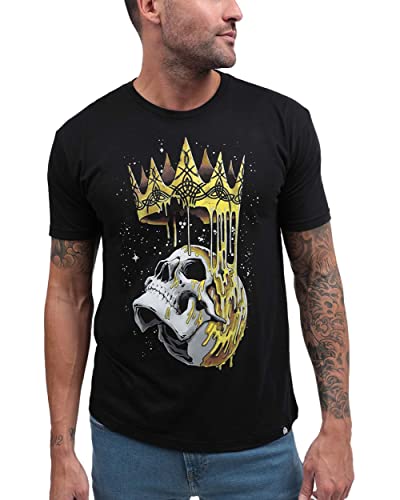 INTO THE AM Fallen King Graphic Tee for Men - Short Sleeve Design T-Shirts (Black, XX-Large)