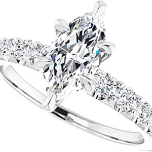 Moissanite World Dainty Intersecting Engagement Ring,Marquise Cut 2.00CT, Colorless Moissanite Ring, 925 Sterling Silver, Solitaire Engagement Ring, Wedding Ring (9)