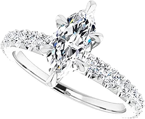 Moissanite World Dainty Intersecting Engagement Ring,Marquise Cut 2.00CT, Colorless Moissanite Ring, 925 Sterling Silver, Solitaire Engagement Ring, Wedding Ring (9)