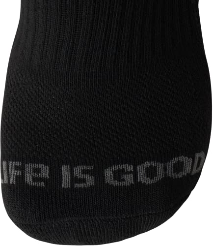 Life is Good Men's Athletic Socks - Performance Cushion Crew Socks (5 Pack), Size 6-12.5, Black