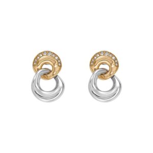 skagen women's kariana gold tone earrings with crystal accents, two-tone