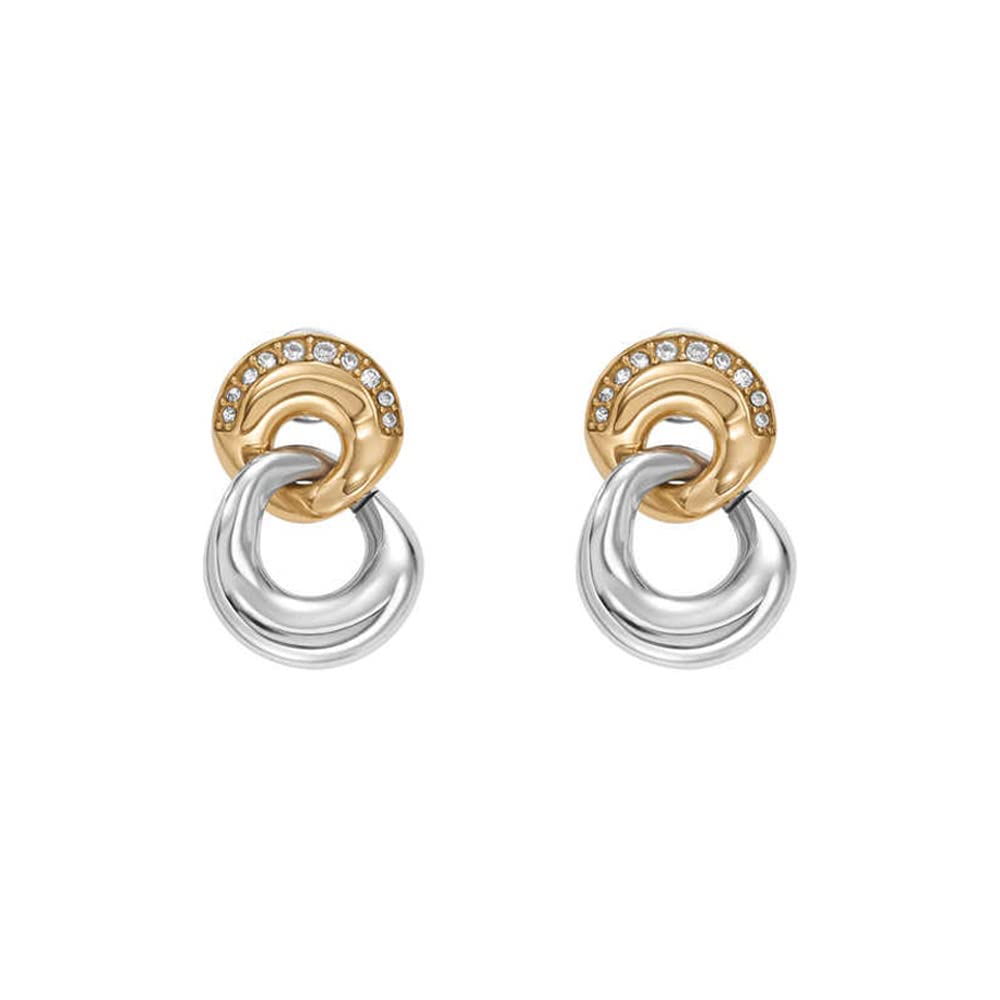 Skagen Women's Kariana Gold Tone Earrings With Crystal Accents, Two-Tone