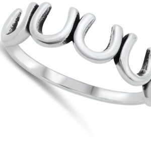 Horseshoe Good Luck Protection Ring New .925 Sterling Silver Band Size 5