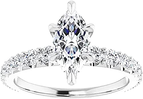 Moissanite World Dainty Intersecting Engagement Ring,Marquise Cut 2.00CT, Colorless Moissanite Ring, 925 Sterling Silver, Solitaire Engagement Ring, Wedding Ring (9)