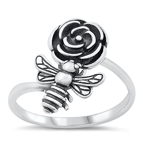 Fertility Bumble Bee Flower Cute Ring New .925 Sterling Silver Band Size 9