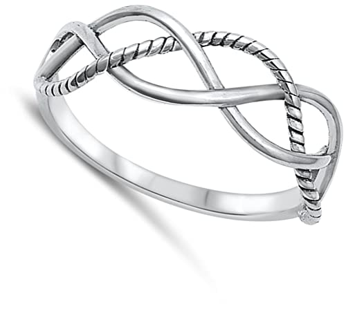 Rope Wave Knot Friendship Unique Ring New .925 Sterling Silver Band Size 10