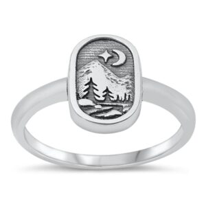 nature scene outdoor beautiful ring new .925 sterling silver band size 5