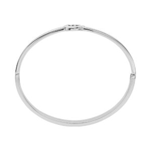 Michael Kors Brass and Pavé Crystal MK Logo Bangle Bracelet for Women, Color: Silver (Model: MKJ8003040)