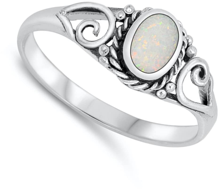 Celtic Rope White Simulated Opal Unique Ring New .925 Sterling Silver Band Size 6