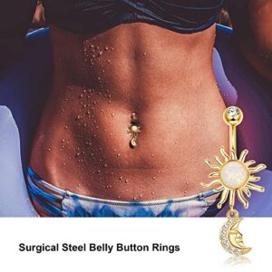 Dochais Belly Buton Rings Surgical Stainless Steel Belly Button Ring for Women Dangle Belly Button Rings Butterfly Cubic Zirconia Navel Barbell Body Piercing