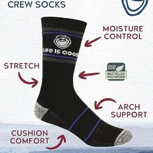 Life is Good Men's Athletic Socks - Performance Cushion Crew Socks (5 Pack), Size 6-12.5, Black