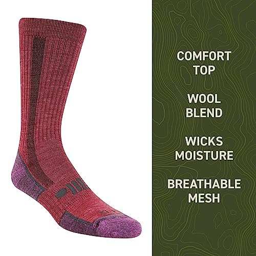 Jeep Wool Blend Trail Crew Socks-2 Pair Pack-Breathable Cushioned Comfort, Gray, Women's Shoe Size 5-10