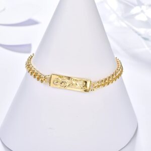 UOOANUO San Judas Tadeo Bracelet for Women Men14K Gold Filled Cuban Chain Religious Bracelets