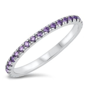 simulated amethyst beautiful eternity ring new .925 sterling silver band size 9