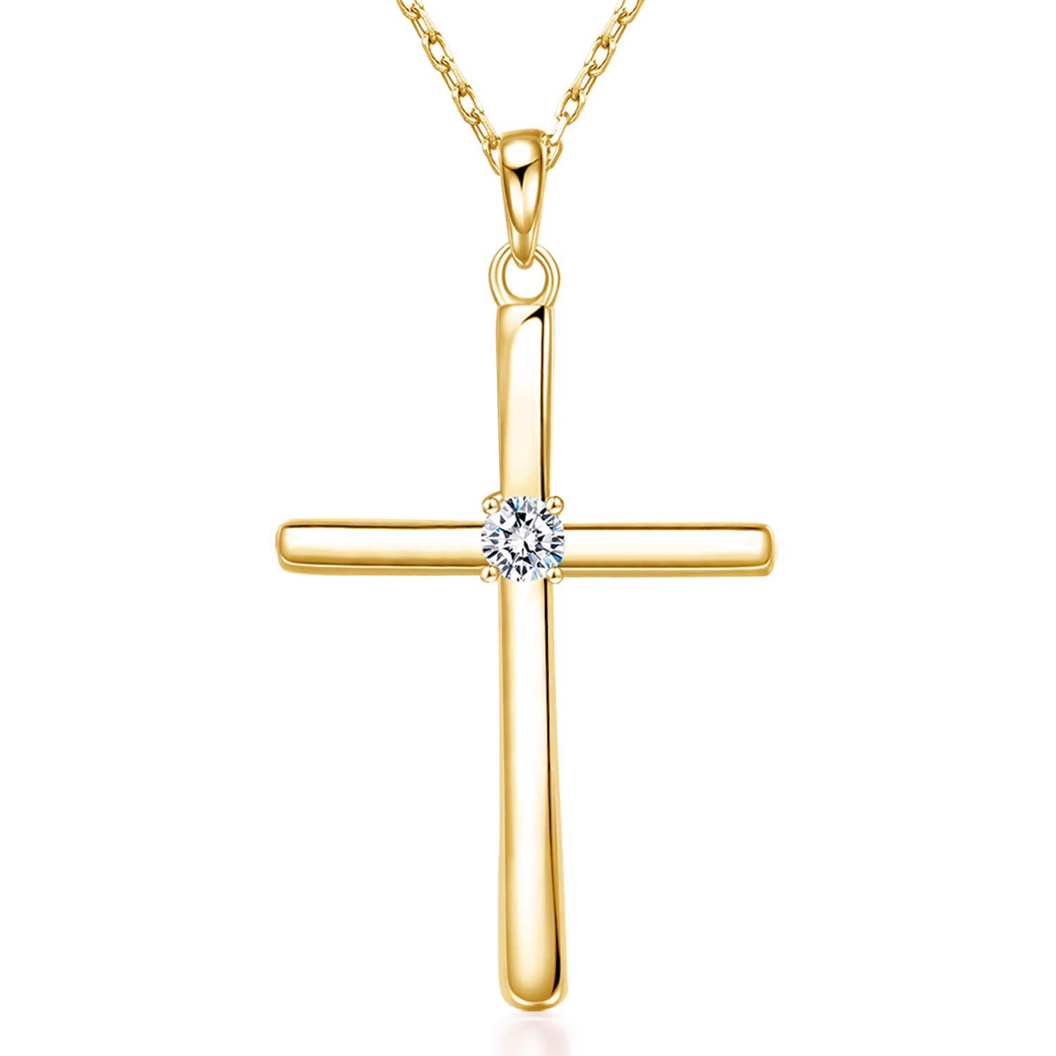 Cross Necklace for Women, Exquisite Gemstone, 18K Gold Necklace for Women, Gold, Cubic Zirconia