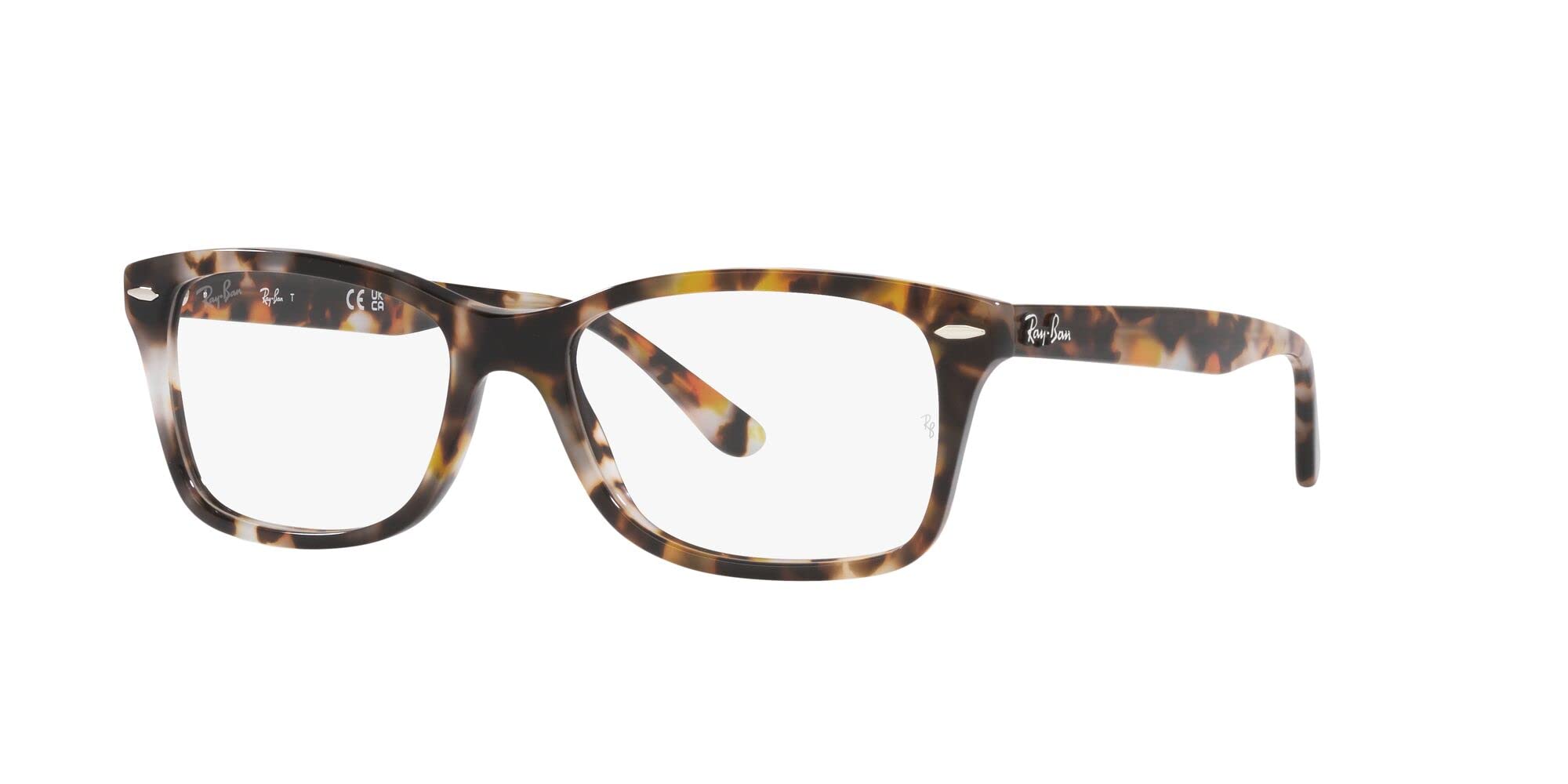 Ray-Ban RX5428 Square Prescription Eyewear Frames, Grey & Brown Havana/Demo Lens, 55 mm