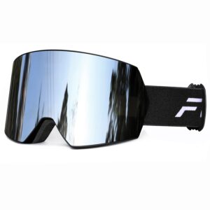 FMY Silver Ski Goggles with Gray Snowboard Goggles for Men Women