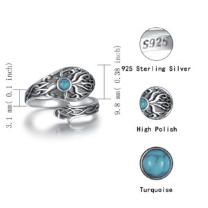 Mic Tai Tree of Life Spoon Ring - Sterling Silver Vintage Turquoise Celtic Knot Rings Adjustable Thumb Jewelry Gifts for Women (Tree of Life)