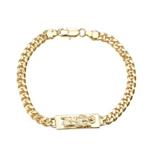 UOOANUO San Judas Tadeo Bracelet for Women Men14K Gold Filled Cuban Chain Religious Bracelets