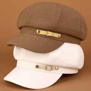 Women Newsboy Caps Warm Visor Beret Hat Cozy Trendy Vintage Cabbie Hat for Ladies Girls Coffee-b