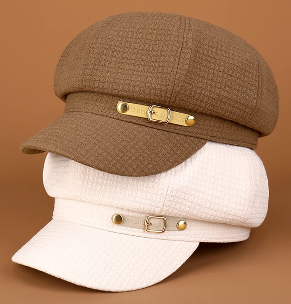 Women Newsboy Caps Warm Visor Beret Hat Cozy Trendy Vintage Cabbie Hat for Ladies Girls Coffee-b