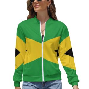 AMRANDOM Women Fall Jacket Thin Hooded Sweater (Jamaican Flag print) Casual essential Hoodie Girls Pullover Tops Long Sleeve Sweat shirts