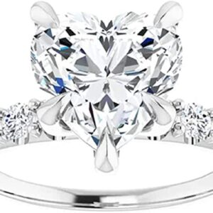 Moissanite World Dainty Intersecting Engagement Ring, Heart Cut 3.00CT, Colorless Moissanite Ring, 925 Sterling Silver, Solitaire Engagement Ring, Wedding Ring (8)