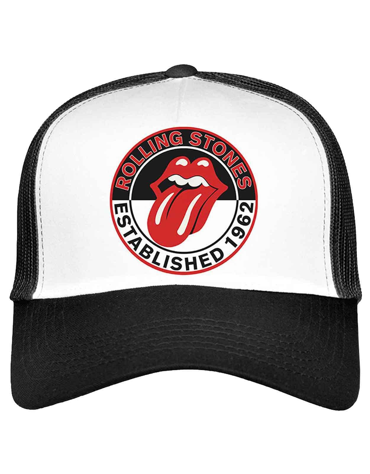 Rolling Stones The Est 1962 Mesh Trucker Hat Black White | Officially Licensed Merchandise