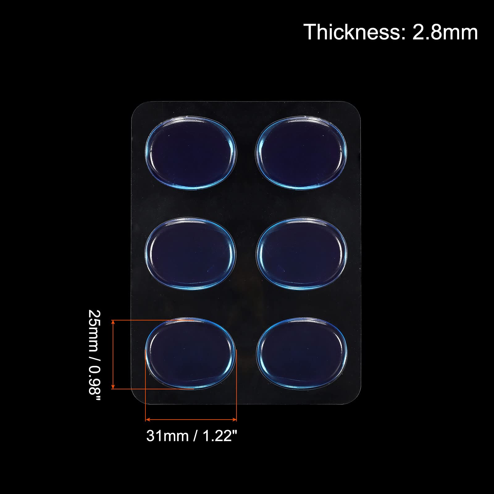 MECCANIXITY Drum Dampeners Gel Pads Silicone Drum Silencers Drum Dampeners Moon Gels Blue 31x25x2.8mm for Drums Cymbals Tone Control Pack of 6