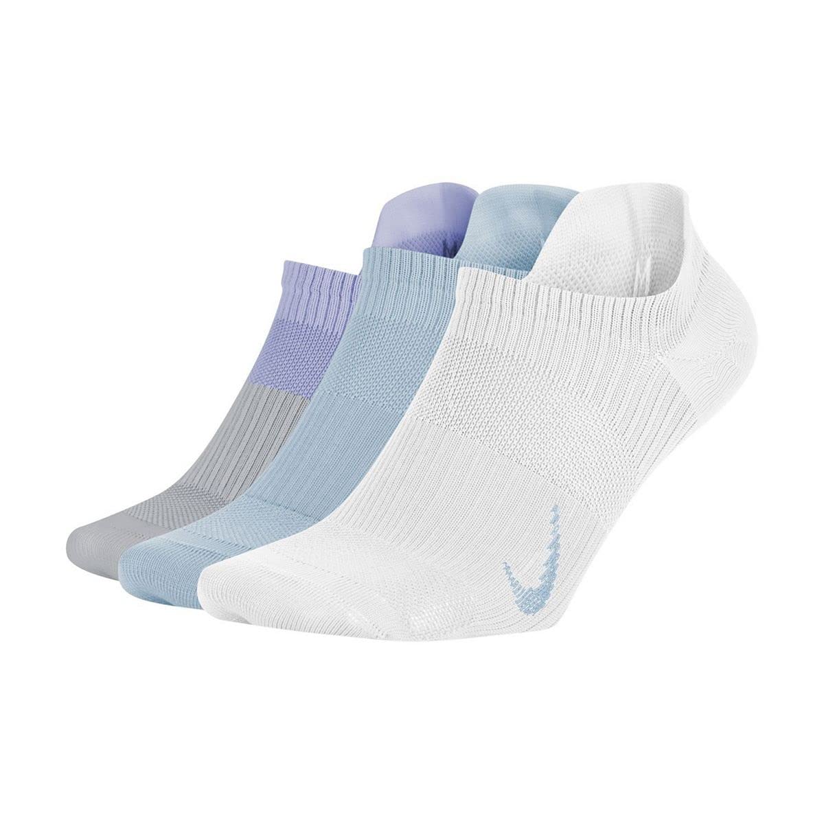 Nike Women`s Everyday Plus Lightweight Training No-Show Socks 3 Pack (Multi-Color(CV2964-916)/Purple/Gray/White, Medium)