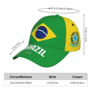 DABOYOZHZH Brazil Flag Cool Brazilian Baseball Cap 3D Full Print Adult Unisex Adjustable Hat Soccer Patriotic Caps