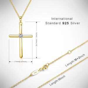 Cross Necklace for Women, Exquisite Gemstone, 18K Gold Necklace for Women, Gold, Cubic Zirconia