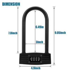 MGUOTP U-Locks Bicycles U Lock, Universal Bicycle U-Lock Heavy Duty High Security D Shackle Bike Lock for Bikes, Bicycle,Motorbikes, Motorcycles, Black (Color : Black)