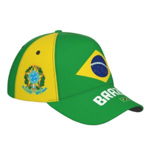 DABOYOZHZH Brazil Flag Cool Brazilian Baseball Cap 3D Full Print Adult Unisex Adjustable Hat Soccer Patriotic Caps