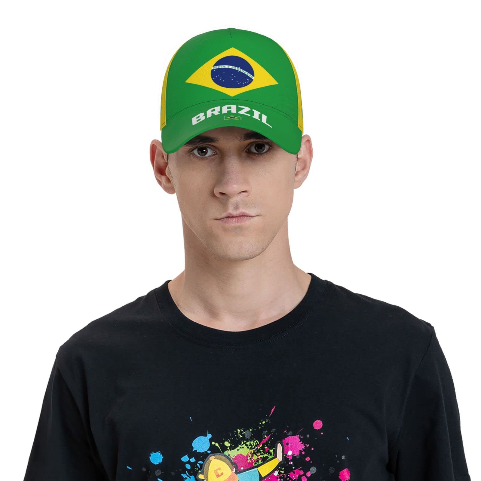 DABOYOZHZH Brazil Flag Cool Brazilian Baseball Cap 3D Full Print Adult Unisex Adjustable Hat Soccer Patriotic Caps