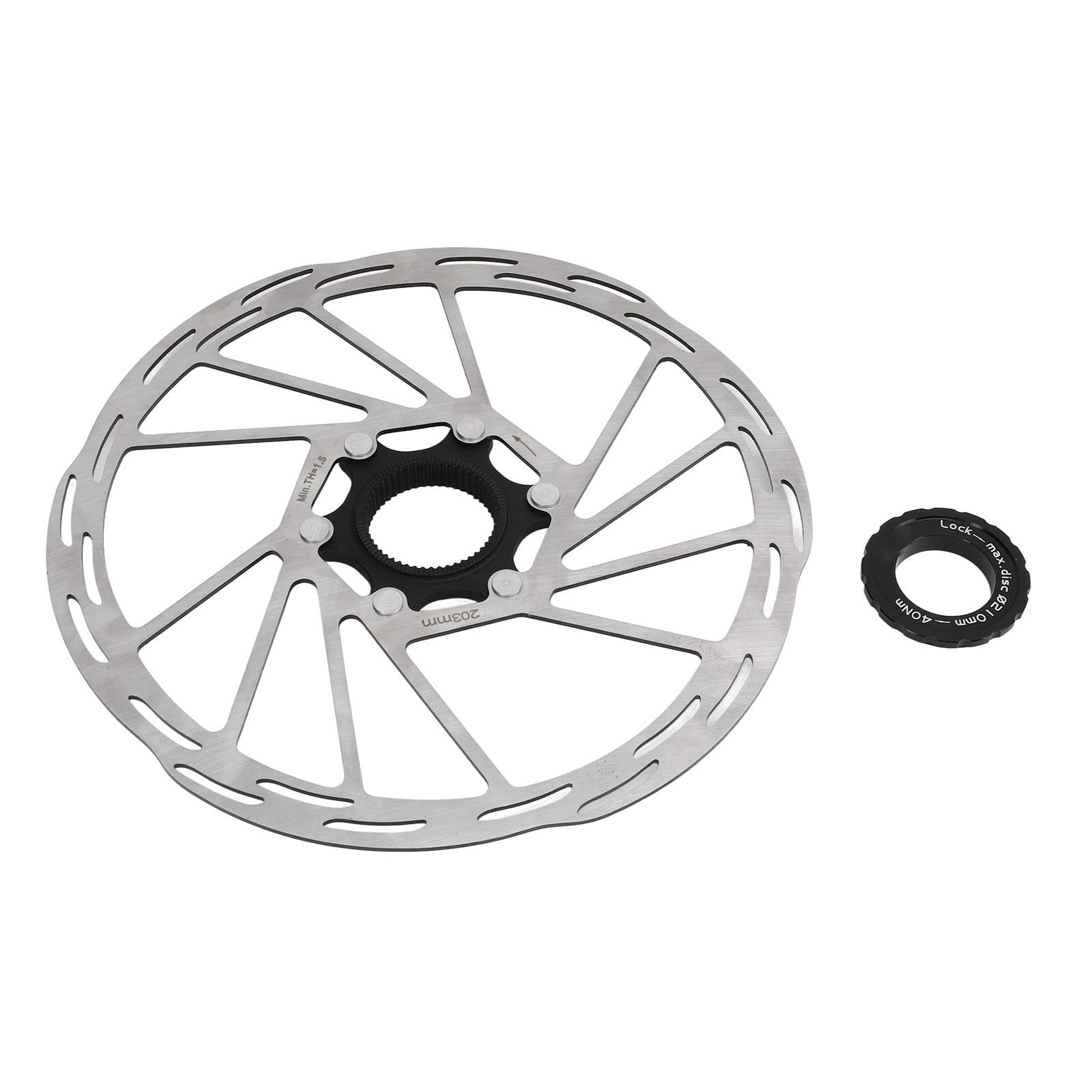 Bike Disc Brake Rotor, 203mm Disc Brake Rotor with Center Lock Adapter, Disc Brake Conversion Accessories Parts for Road Bike Mountain Bike for Disc Brake Hub with Center Lock