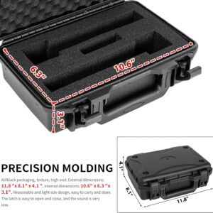 TORIBIO Wireless Microphone Case, Hard Carrying Case with Customizable Foam, Portable Storage Case, IP67 Waterproof Anti-fall Box, Equipment Protector Case for Travel Outing, 11.6"x8.1"x4", Black