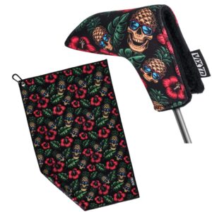 vixyn blade putter cover and microfiber towel bundle set (pineapple skull)