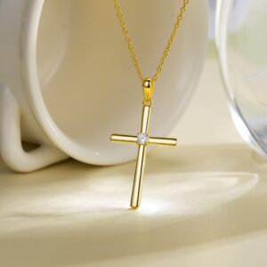 Cross Necklace for Women, Exquisite Gemstone, 18K Gold Necklace for Women, Gold, Cubic Zirconia