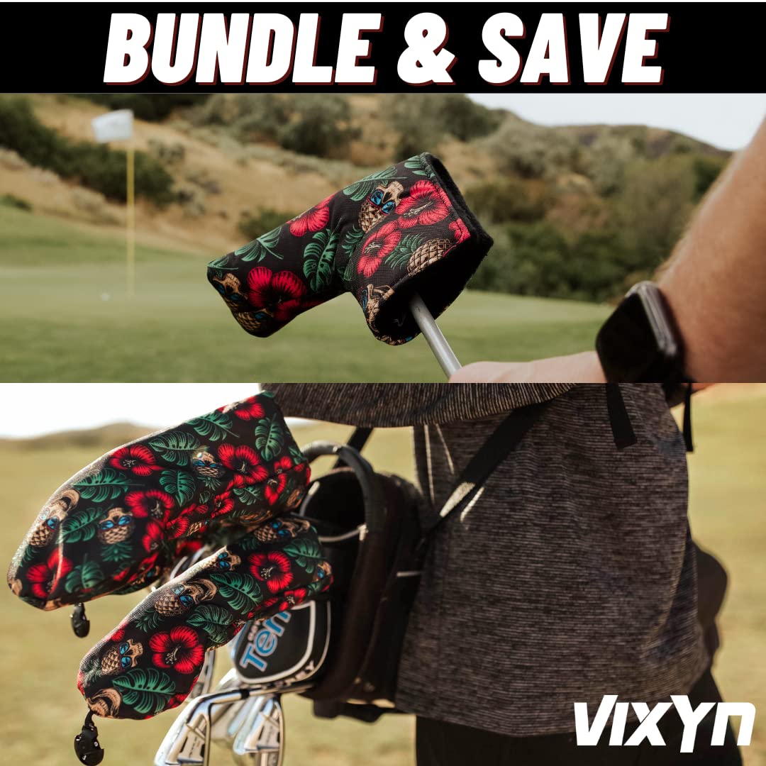 VIXYN Golf Club and Blade Putter Cover Bundle Set - 4 Pack Golf Club Covers for Driver, Woods, Hybrid, and Blade Putter