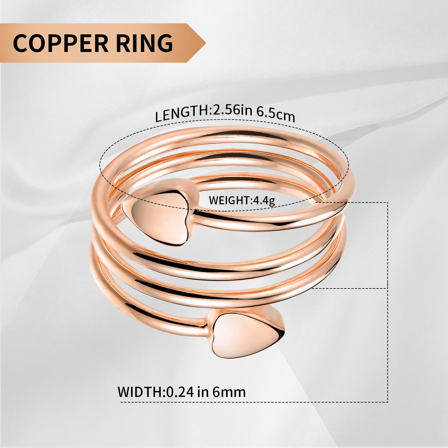 BioMag Copper Ring for Women, 99.99% Pure Copper Magnetic Rings for Lymphatic Drainage, Adjustable Jewelry Gifts for Women