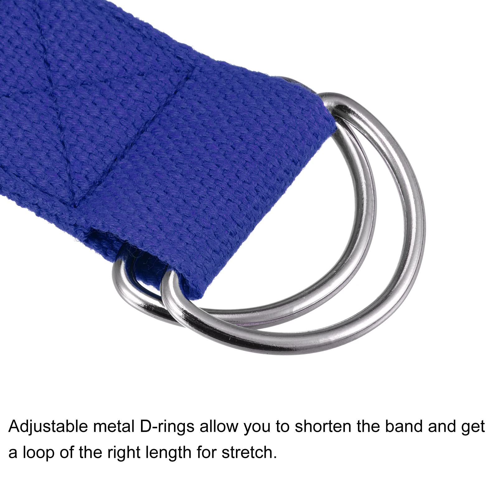 uxcell Yoga Strap-6FT Long Stretch Band with 2 Durable D-Ring for Yoga Pilates Stretch Workout, Blue