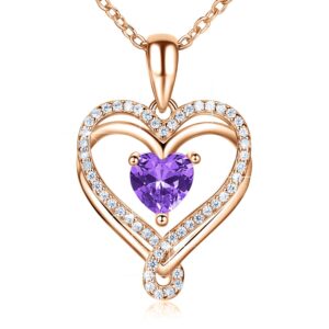 ASHLI JENA Jewelry for Women Infinity Heart Necklaces for Women Birthstone Necklaces for Women 18K Rose Gold Filled 925 Sterling Silver