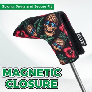 VIXYN Blade Putter Cover and Microfiber Towel Bundle Set (Pineapple Skull)