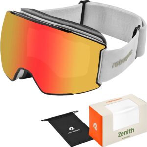 Retrospec Zenith Ski Goggles for Men and Women Over Glasses, UV Protection, Anti-Fog, Scratch Resistant Snow Goggles for Skiing and Snowboarding