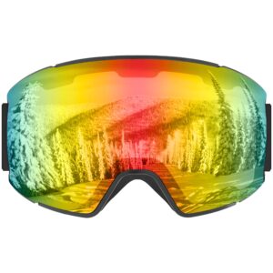 Retrospec Zenith Ski Goggles for Men and Women Over Glasses, UV Protection, Anti-Fog, Scratch Resistant Snow Goggles for Skiing and Snowboarding