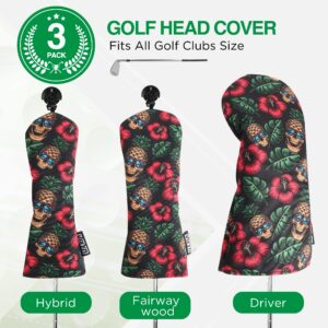 VIXYN Golf Club and Blade Putter Cover Bundle Set - 4 Pack Golf Club Covers for Driver, Woods, Hybrid, and Blade Putter