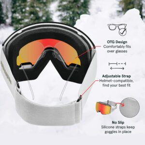 Retrospec Zenith Ski Goggles for Men and Women Over Glasses, UV Protection, Anti-Fog, Scratch Resistant Snow Goggles for Skiing and Snowboarding